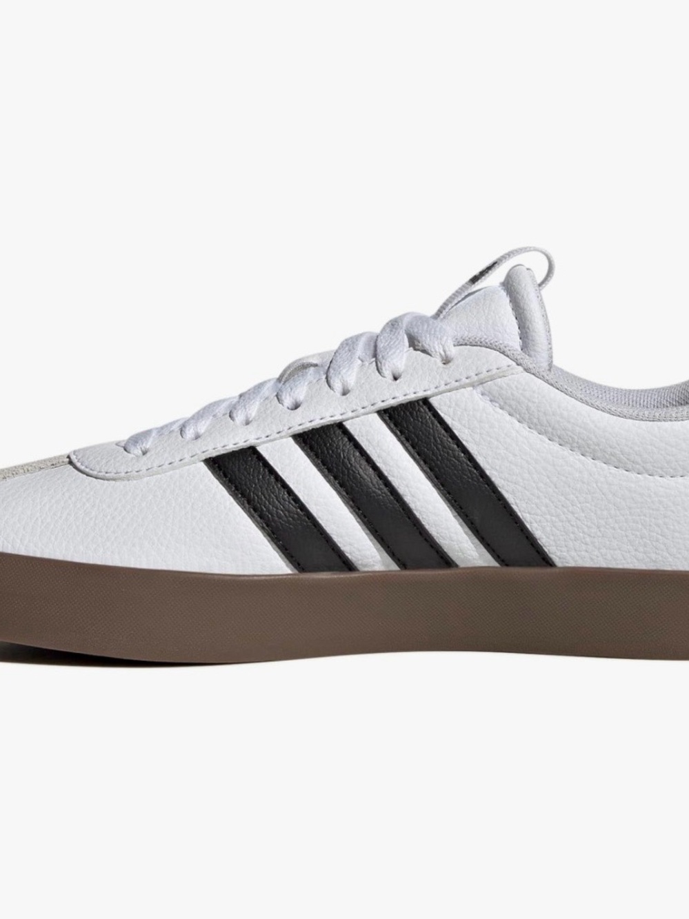 adidas White Sneakers with Black Stripes and Brown Sole - Picture 6 of 8